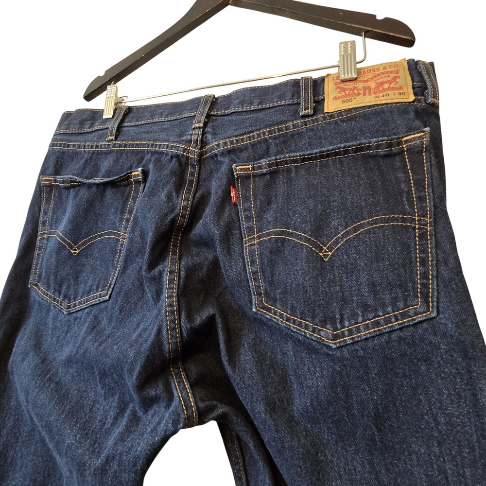 Levi's‎ 505 Regular Fit Jeans Mens 40"x30"  5-Pocket Denim Dark Actual  39"X29"